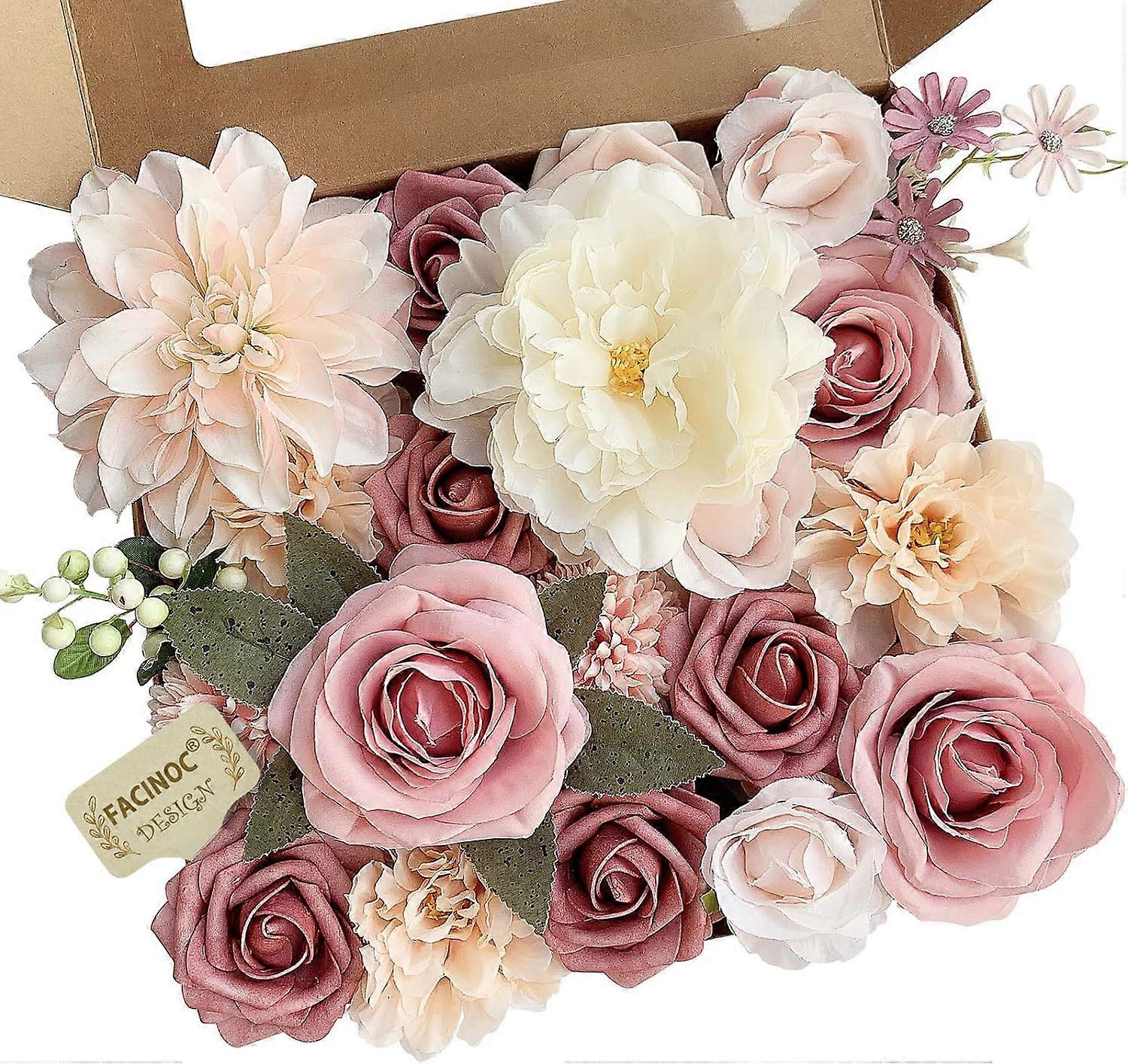 19 pieces artificial bouquet box set,  roses for DIY decoration