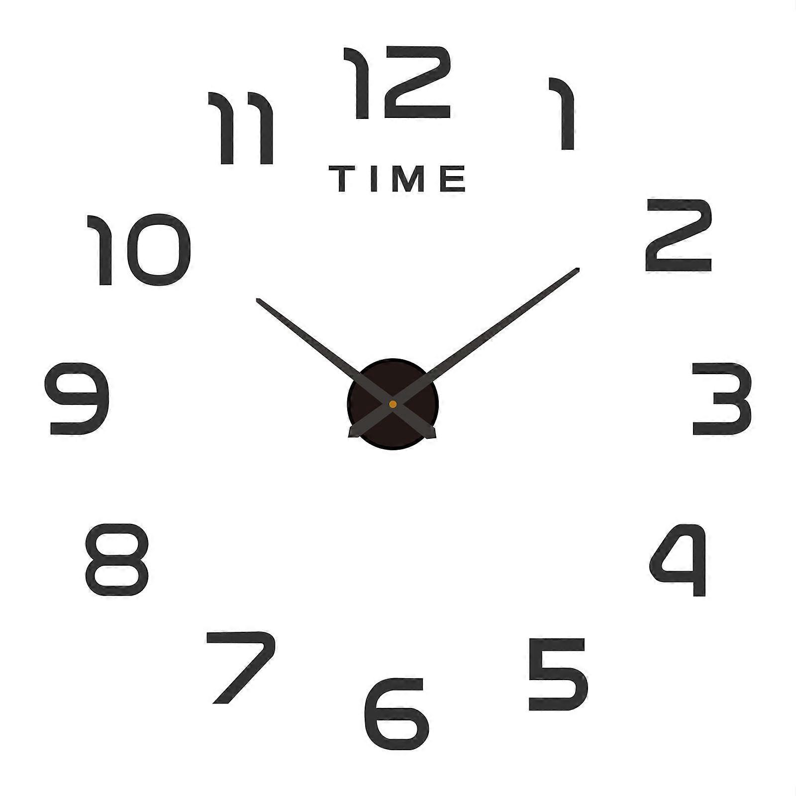 Decorative DIY Wall Clock - Silent, Acrylic, No Drill, Black