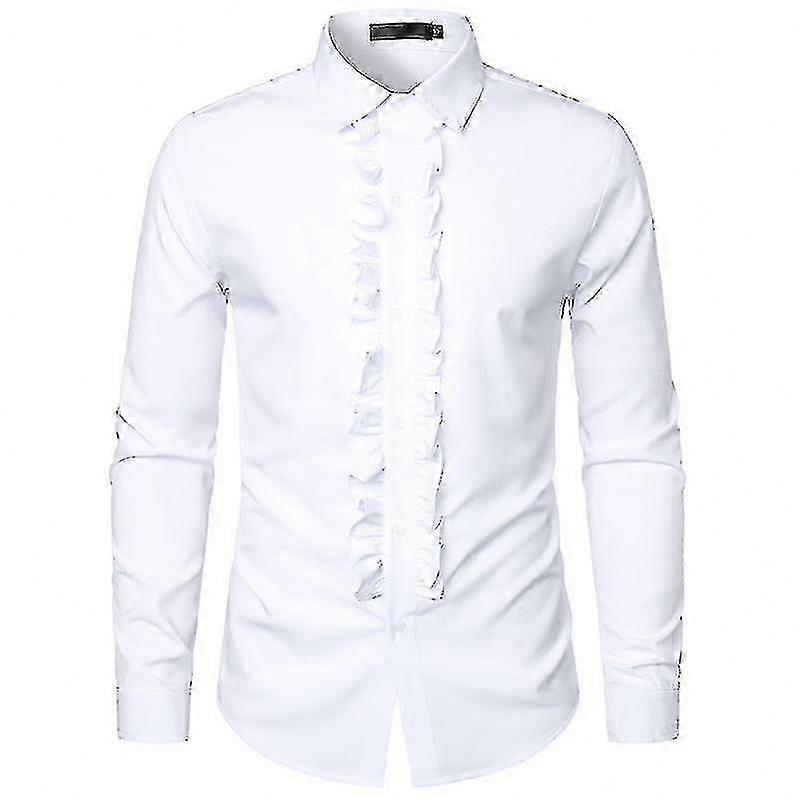 (משלוח חינם) "חולצות טוקסידו לגברים, גזרה צמודה, חולצות קפלים לארוחת ערב לחתונה"