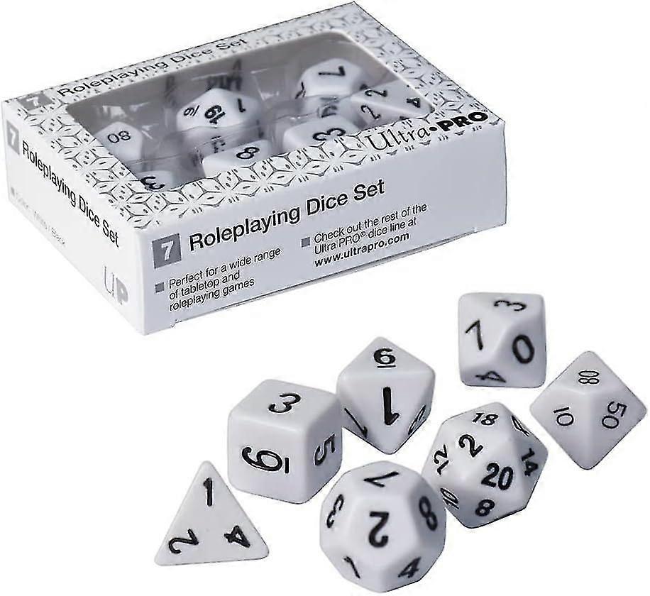 Ultra Pro 7-set Role Playing Game Polyhedral White Dice With Black Numbering 85091