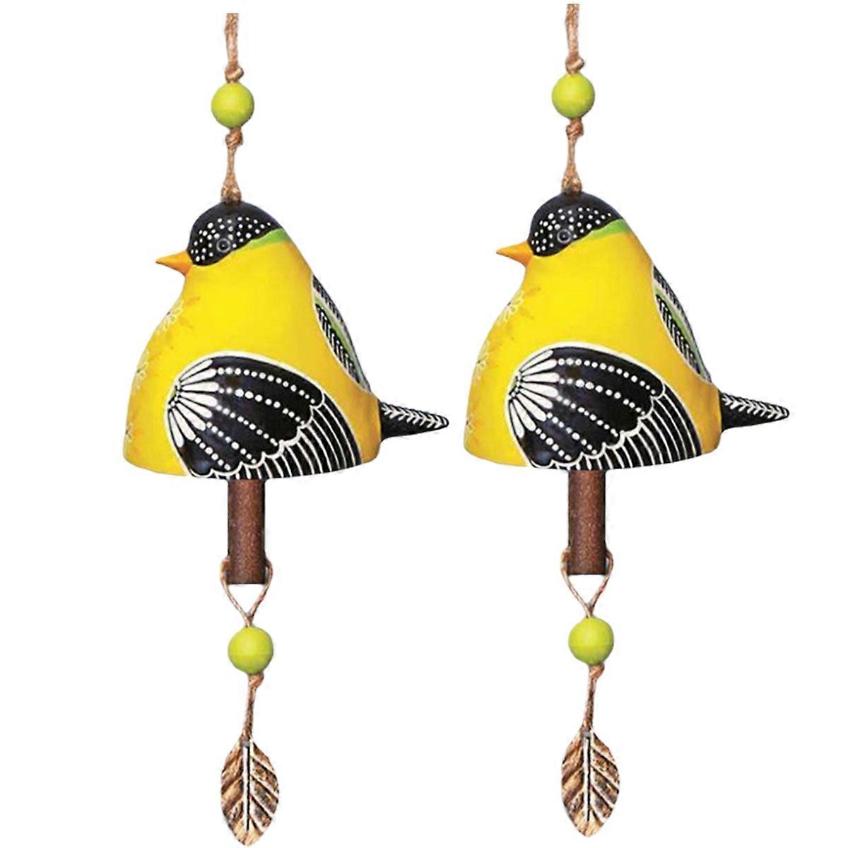 Cloche à suspendre en forme de moineau doré, carillon artisanal en résine