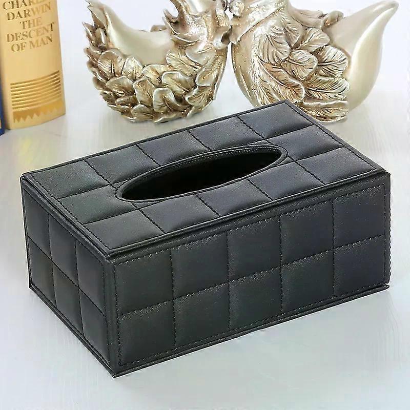 Rectangular Leather Tissue Box (Black)