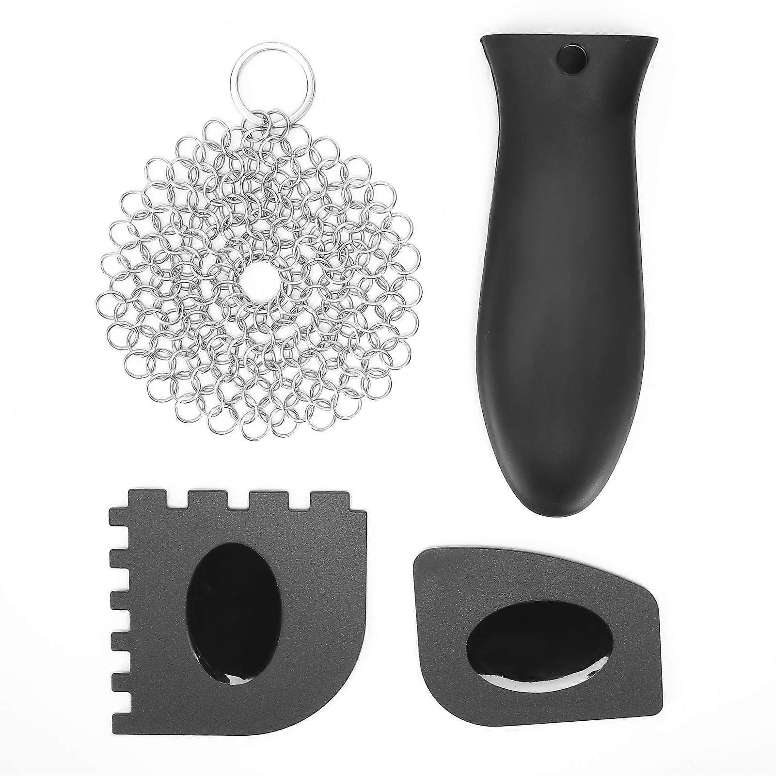 Stainless Steel Cast Iron Cleaner, Wide Applications From Frying Pans To Barbecue Pots, Scraping Pan With Two And Four Sets Of Teeth For Various Pot