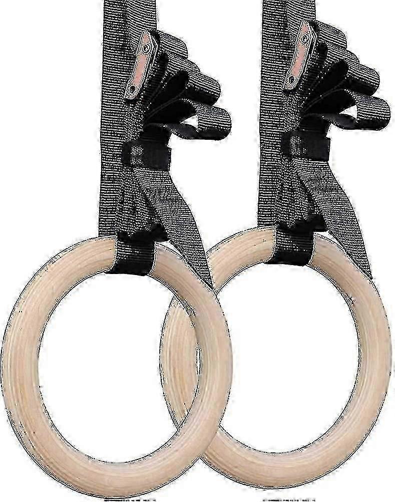 Wood Gymnastic Rings With Adjustable Straps For Cross-training Workouts Gymnastics And Conditioning