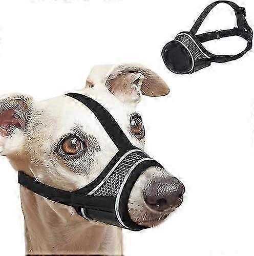 Dog Muzzle,Breathable Drinkable Mesh Muzzle for Dogs,Anti Biting Barking Chewing with Strengthen Strap,Reflective Soft Nylon Muzzle
