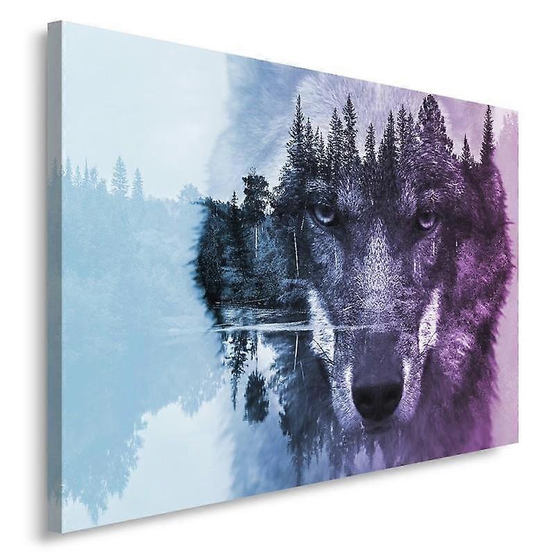 Leinwandbild, Wolf im Waldviolett - 90x60