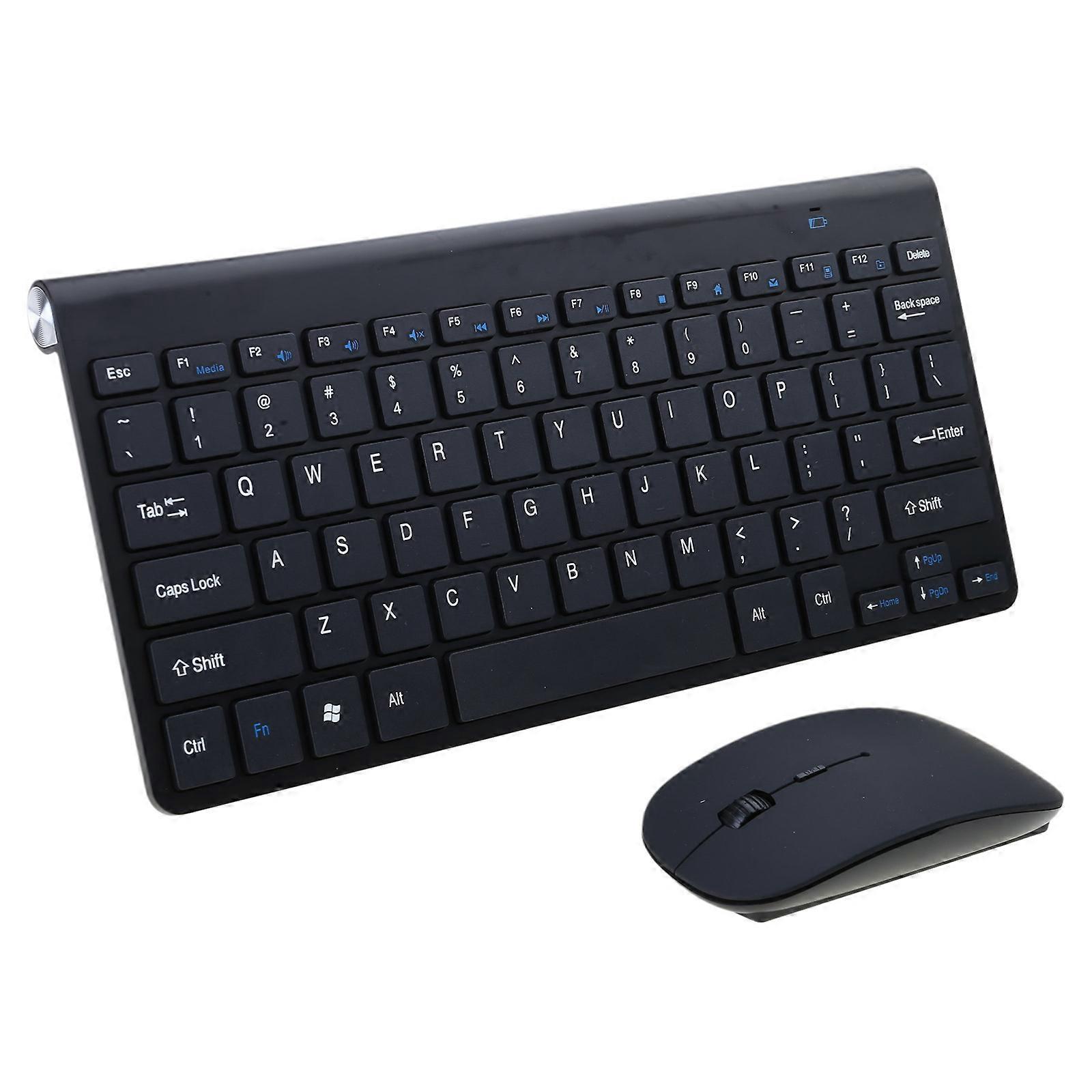 Mini Wireless Keyboard 24Ghz Slim Portable Bluetooth-compatible Keypad and Mouse for Tablet Laptop Notebook Desktop PC  Black