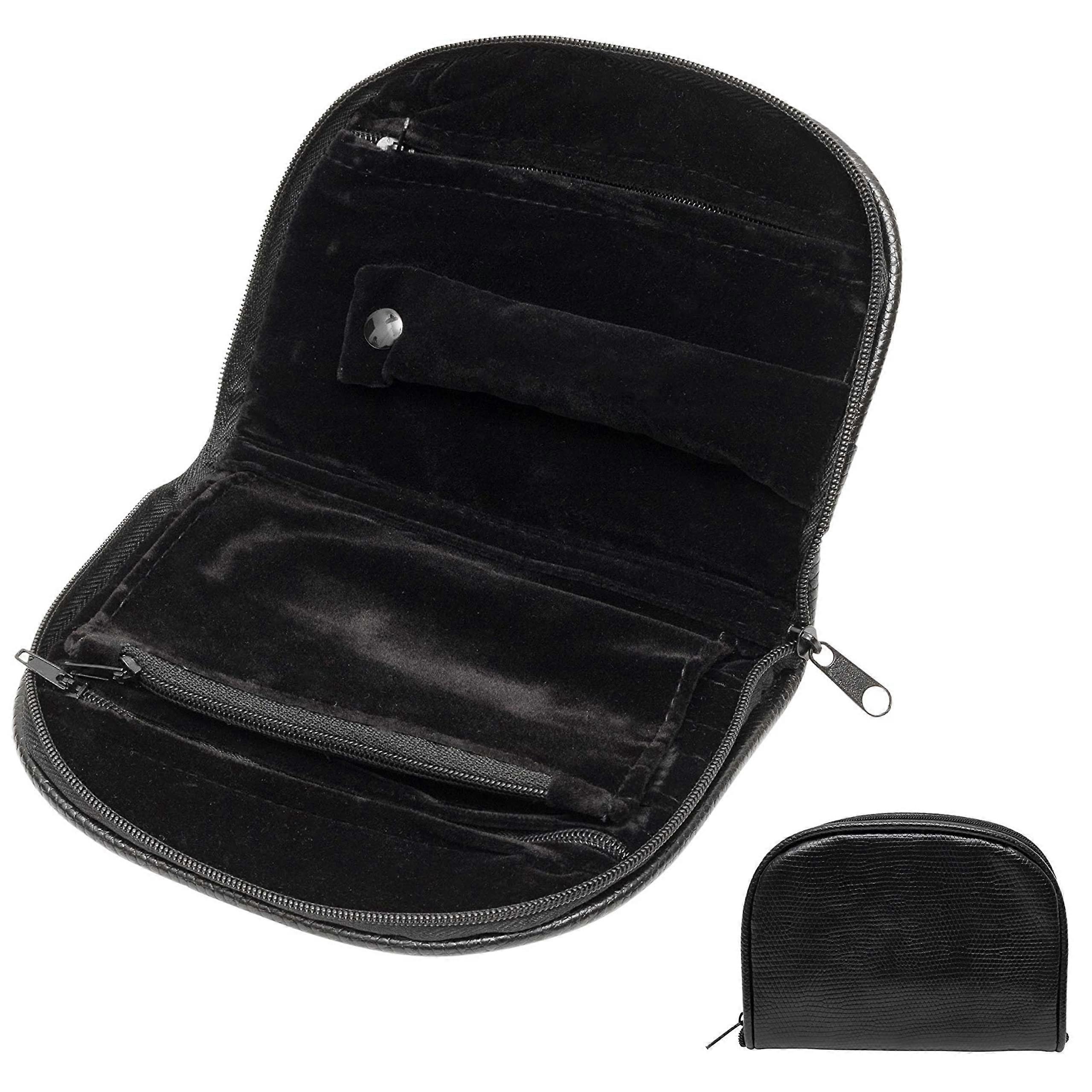 Compact Jewelry Pouch for Travel Small Size Durable Fabric Lightweight Organizer with Multiple Compartments and Zipper Closure