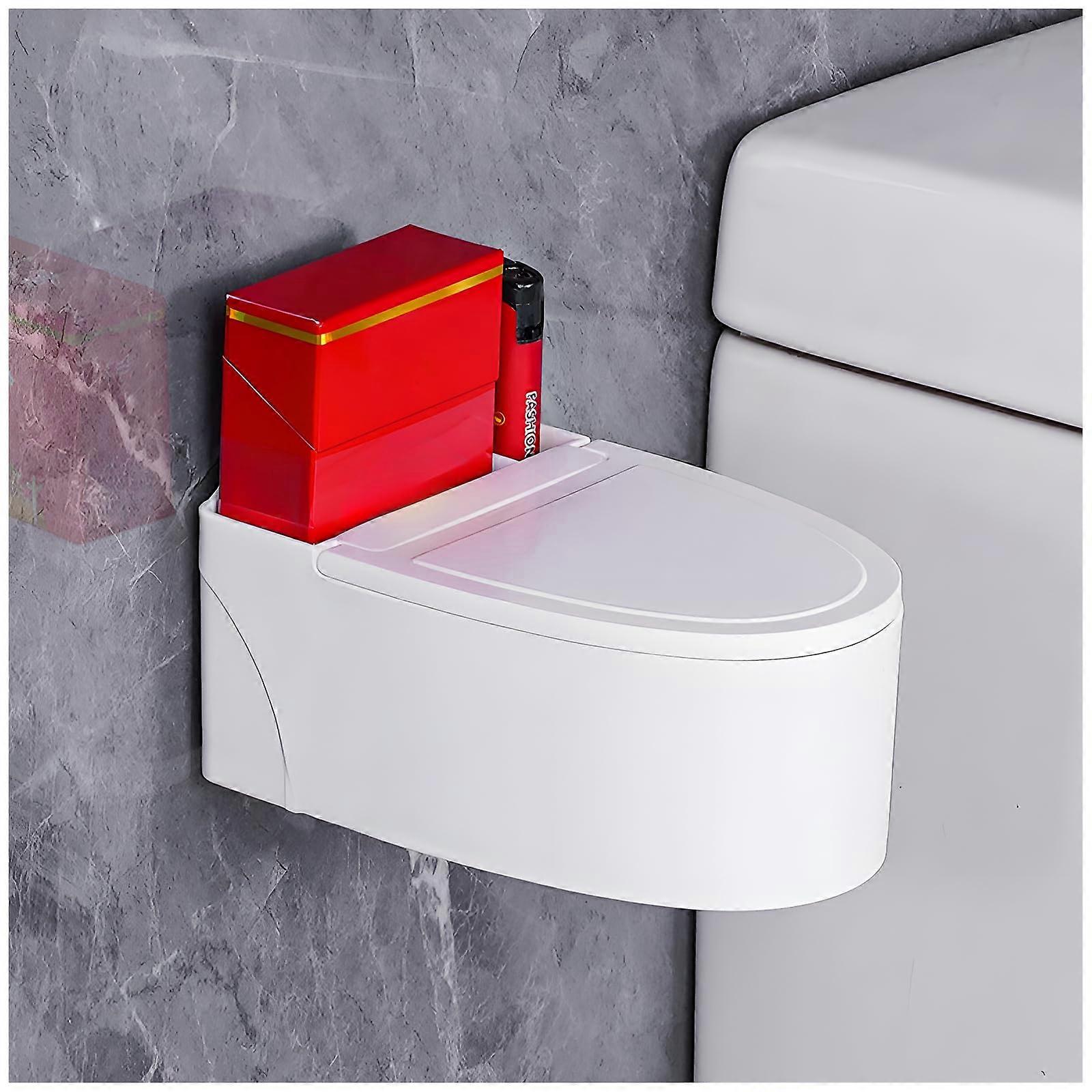 Wall Mounted Toilet Shaped Plastic Ashtray for Bathroom Storage and Decor