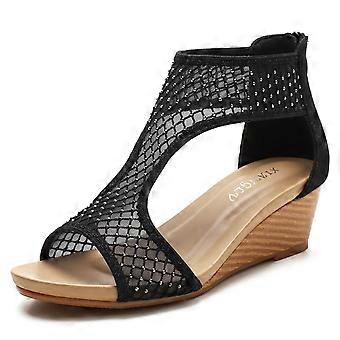 Dames d’été sandales All-match casual maille épaisse semelle compensée talon chaussures, Taille : 38