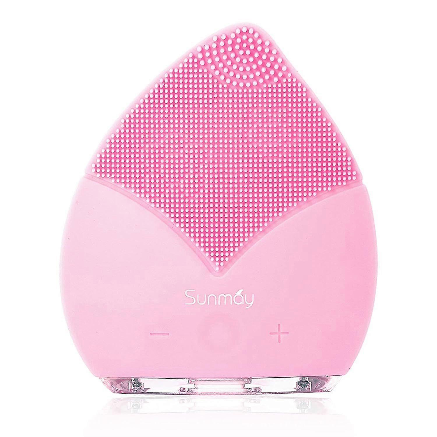 Face Cleansing Brush and Massager with Memory Function Timer Extra Soft Silicone (Light Pink)