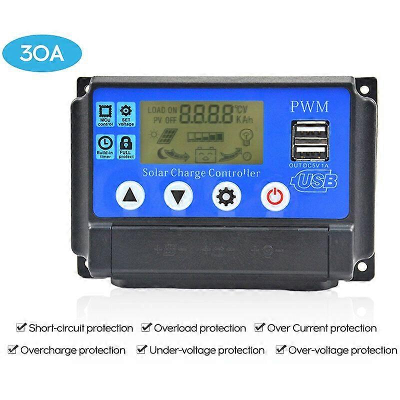 Solar controller PWM12/24V charge controller 30A adaptive controller