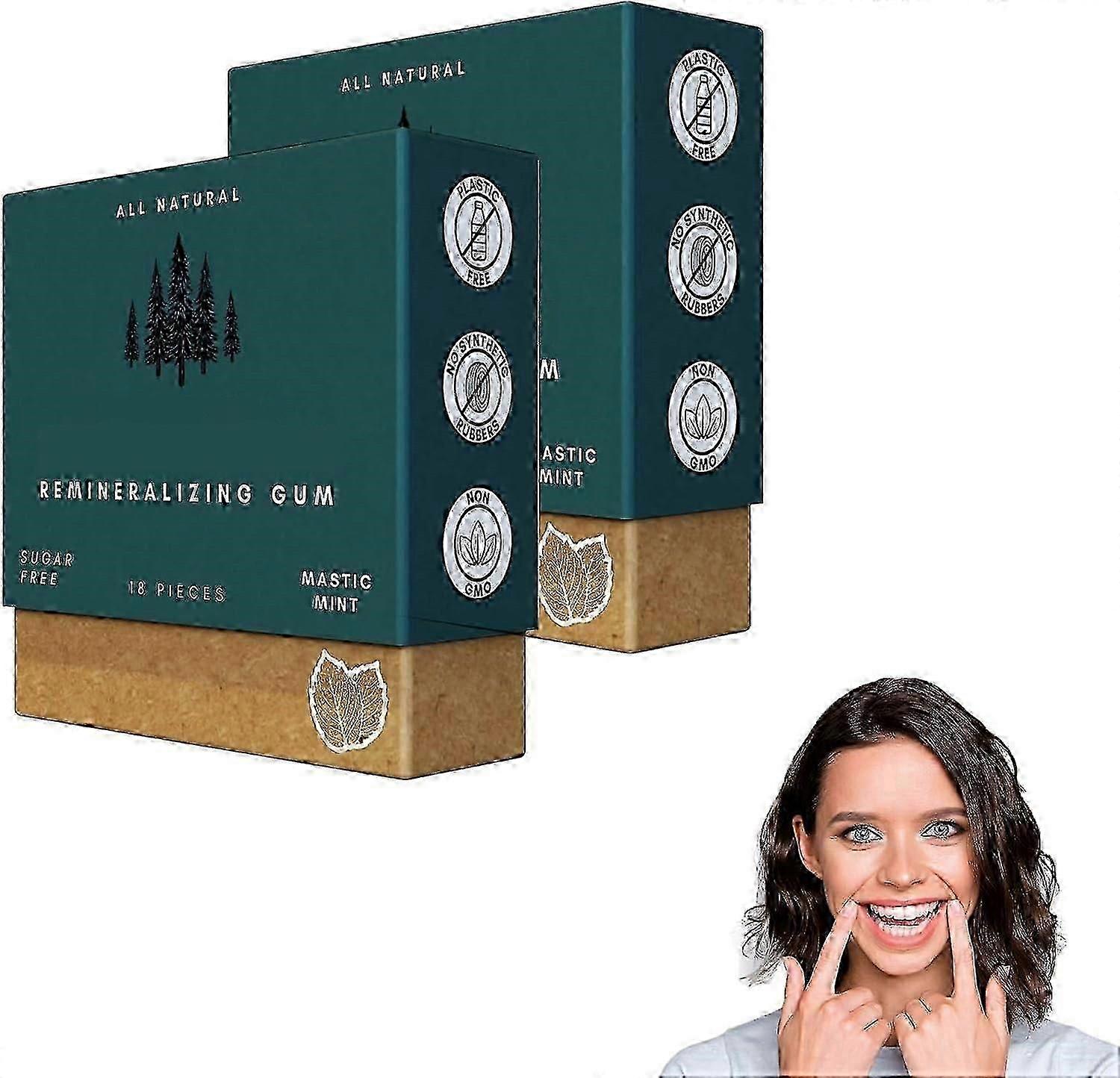 36 قطعة من العلكة المعاد تمعدنها ، علكة مضغ النعناع الماستيك العضوي ، علكة مضغ خالية من السكر ، منعش التنفس