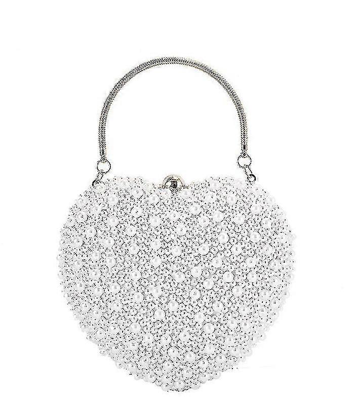 パールハート型ディナーバッグ Cy--white