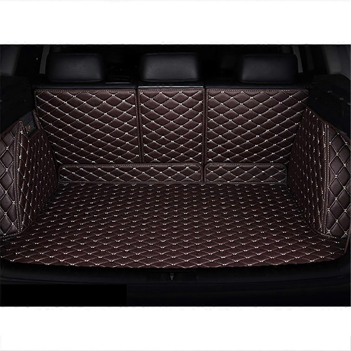 Car Trunk Mats for Cadillac XT5 - All Weather PU Leather Full Coverage Cargo Liners with Backrest Mat Protection, Coffee Color