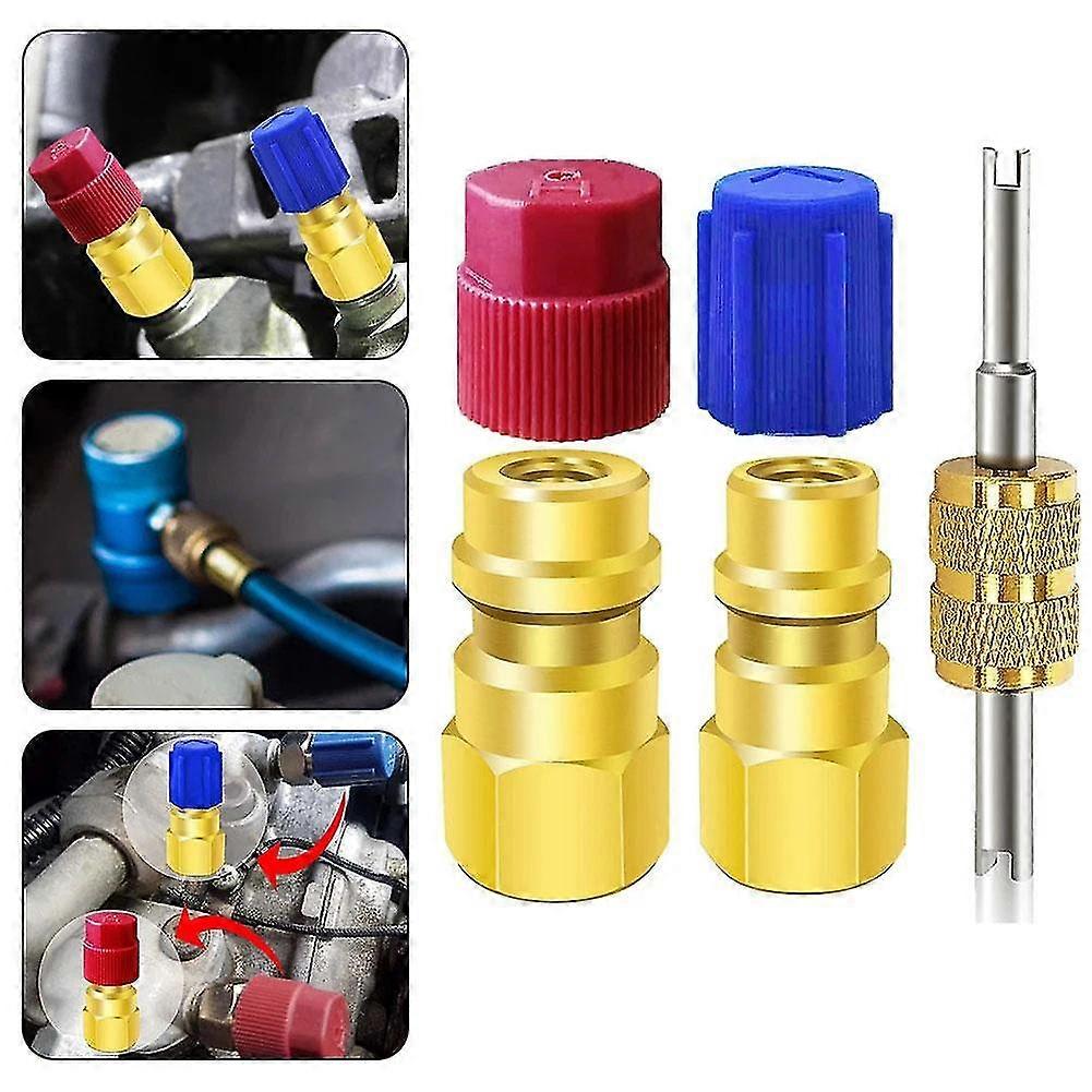 Retrofit Kit for AC Filling Valve Adapter from R12 to R134a Including Couplers