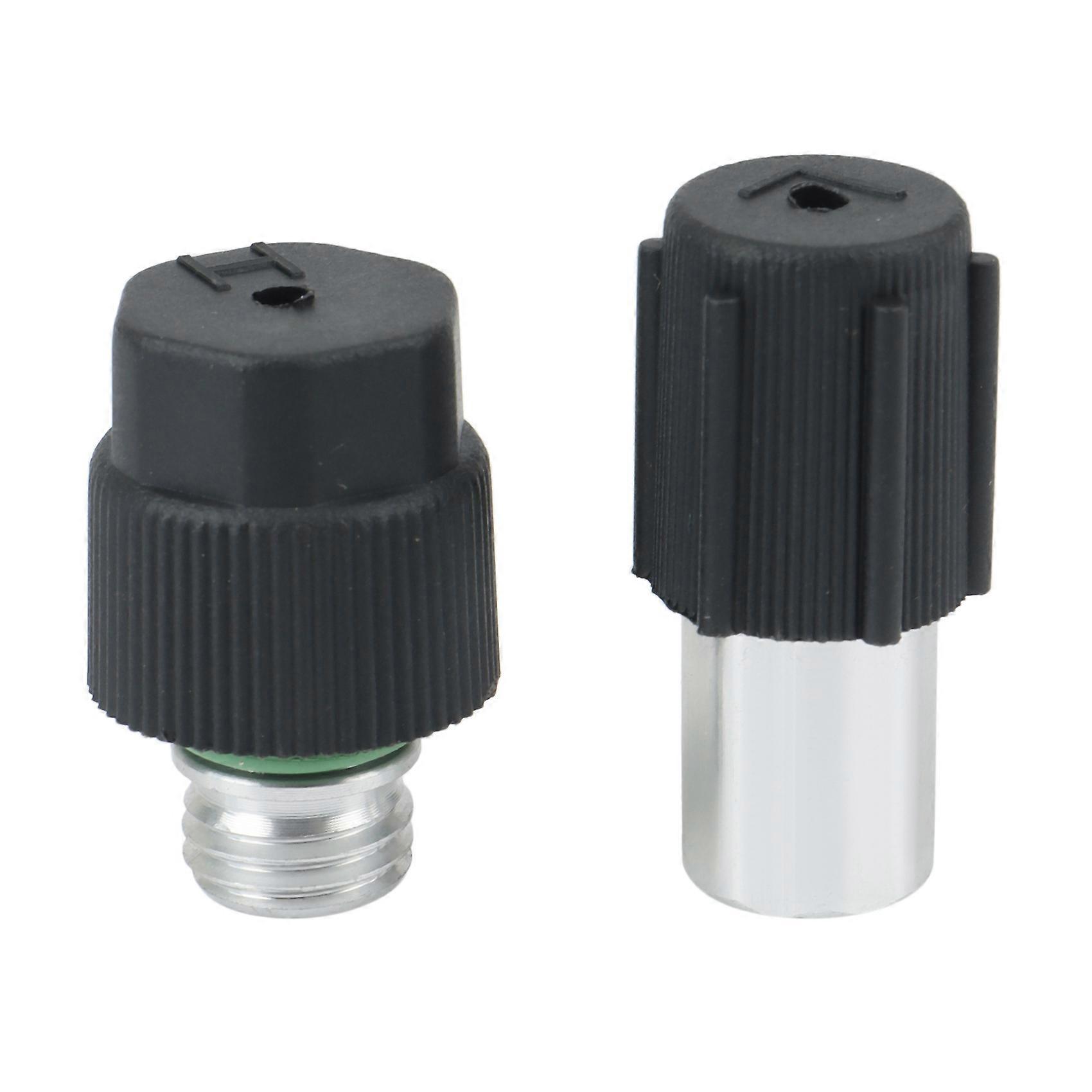 2Pcs AC Charging Port Service Hi/Low Ball Valves With Black Caps