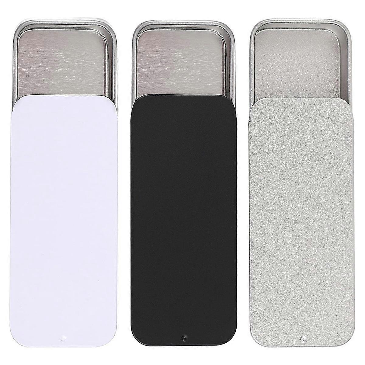 3 PCS Metal Slide Top Tin Containers