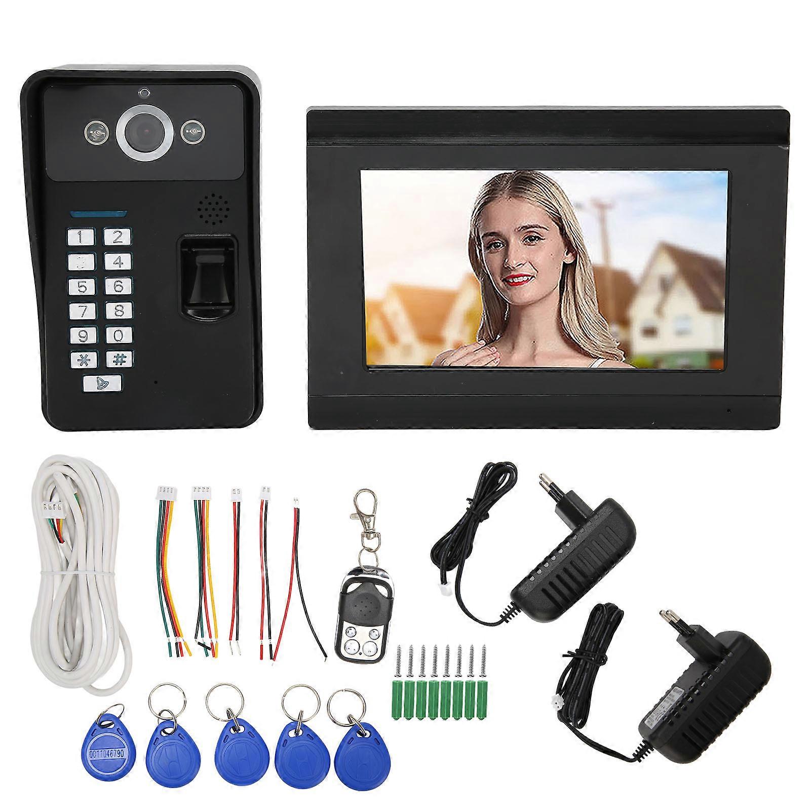 7in Video Doorbell Intercom Wifi Fingerprint Password Touch Screen Remote APP Unlock Access Control System Kit