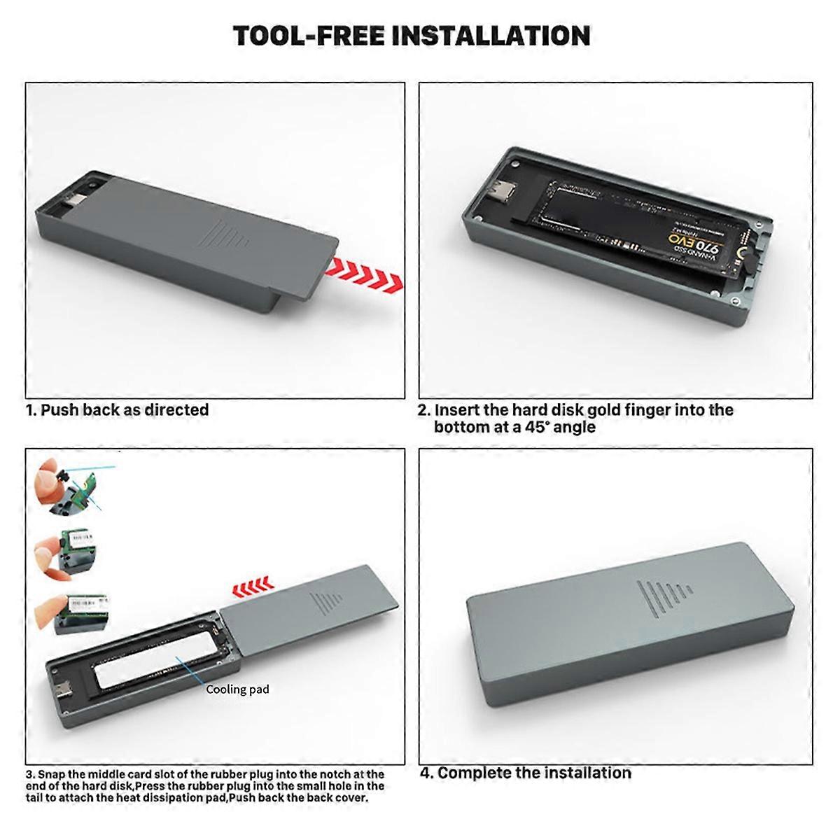Smart M.2 NVMe / SATA SSD Enclosure, USB 3.2 Gen 2 10Gbps, External M2 Adapter Case Support M-Key B +M Key UASP RTL9210