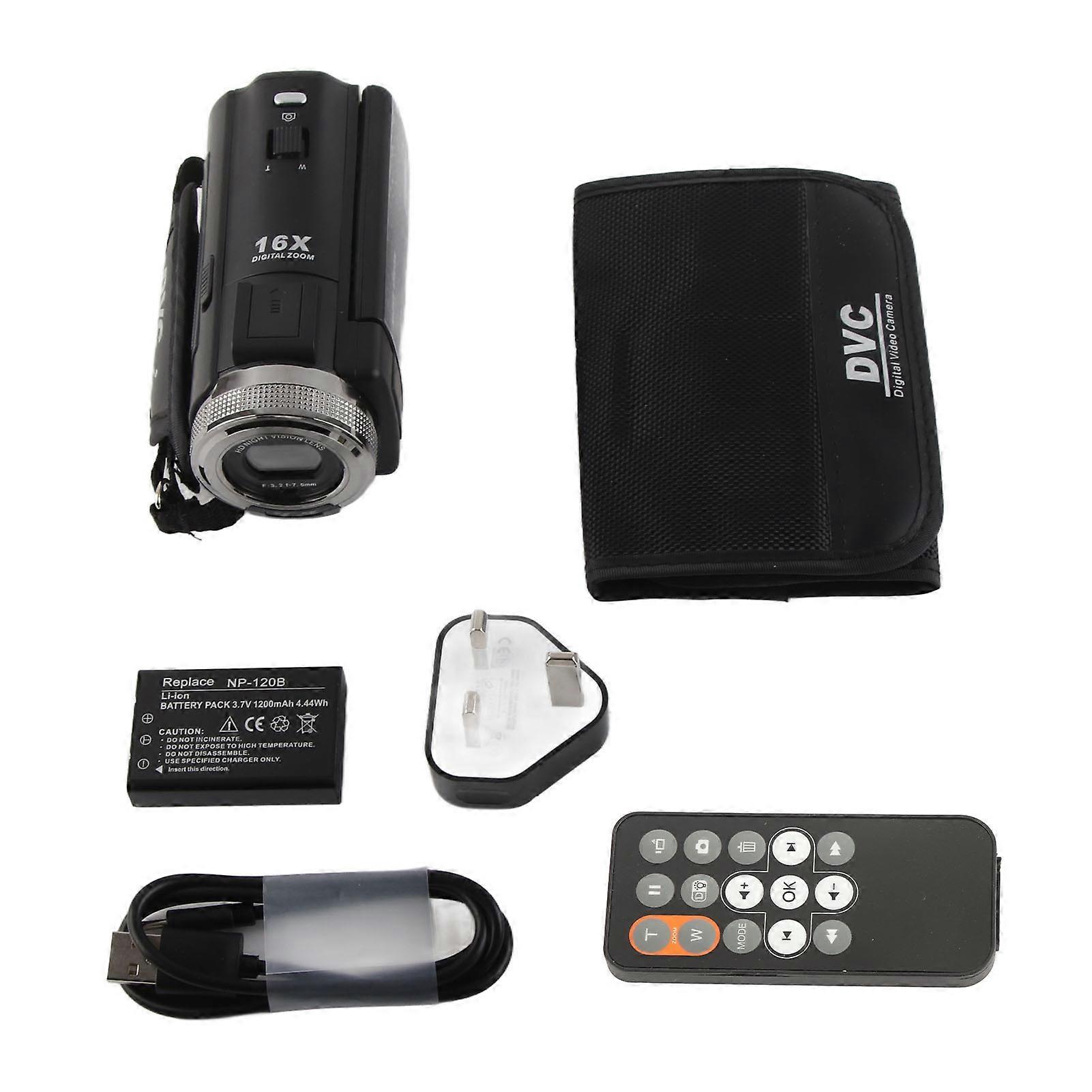 Digital Camcorder with 3 inch Color LCD Screen, 30 MP, 16x Zoom, for Photography and Video Recording, 100-240 V, UK Plug