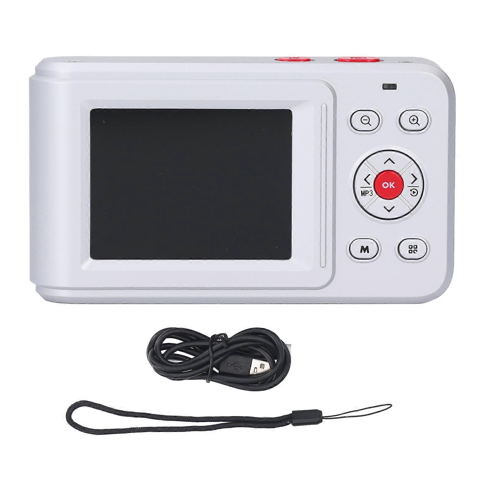 Digital Camera 72MP 2.5K Video Output Dual Screen Compact Camera 16X Zoom Autofocus Selfie Camera for Travel Gatherings Graduations Silver