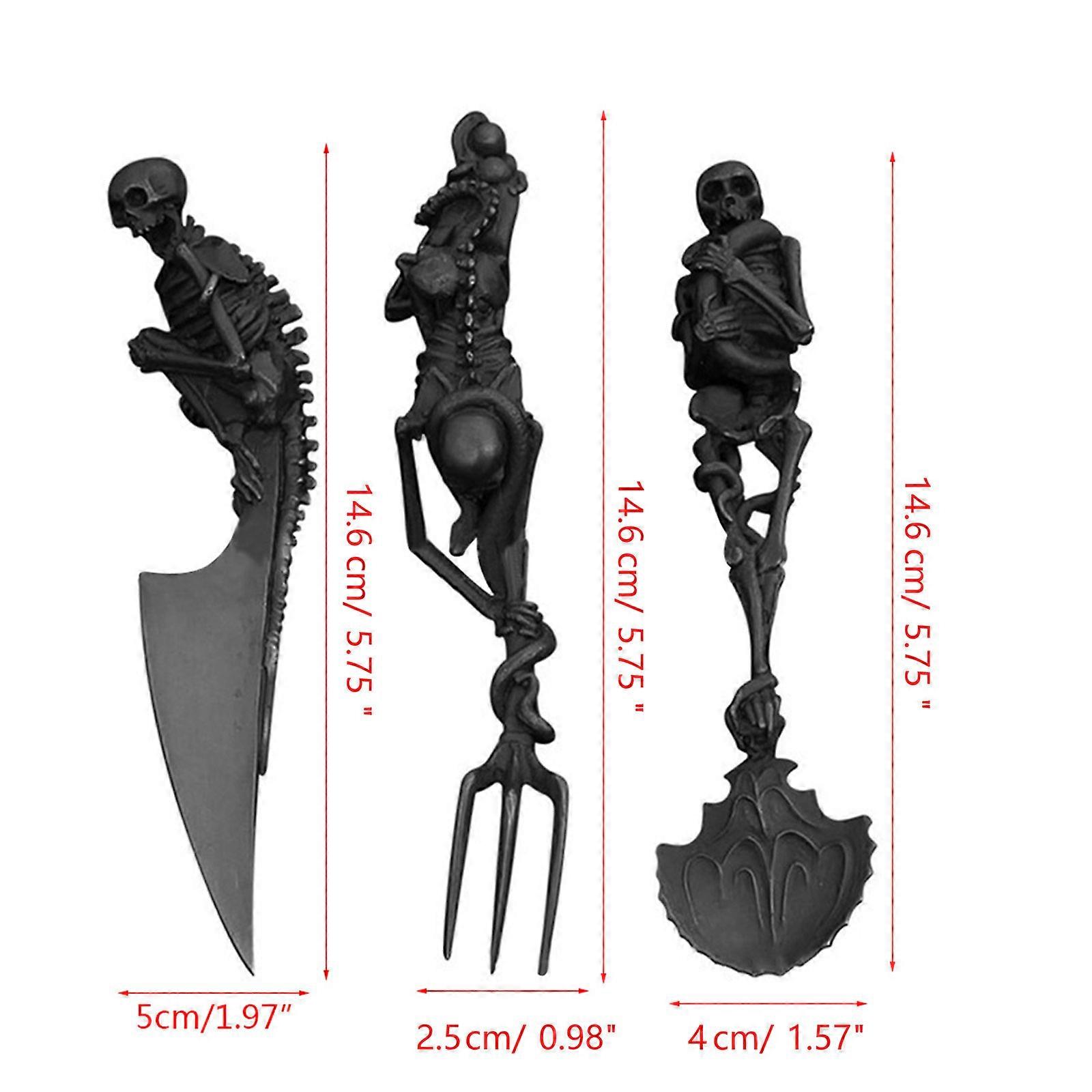 Halloween Gift Skeletal Cutlery Sets Metal Tableware Fork Spoon Knife Flatware Dinnerware Holiday Party Decoration  silver