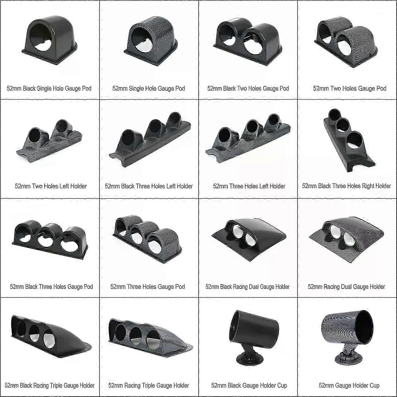 Support Double Pour Jauges 52mm – Fixation Universelle Sur Pilier A – Pour Voiture Left-hand Drive – En ABS Noir