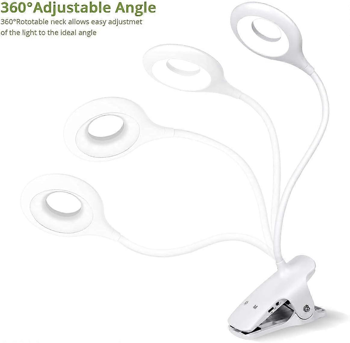 Reading Light, Wireless Clip Light, Rechargeable Clip Light, Clip Light Dimming And Color Adjustment(White)