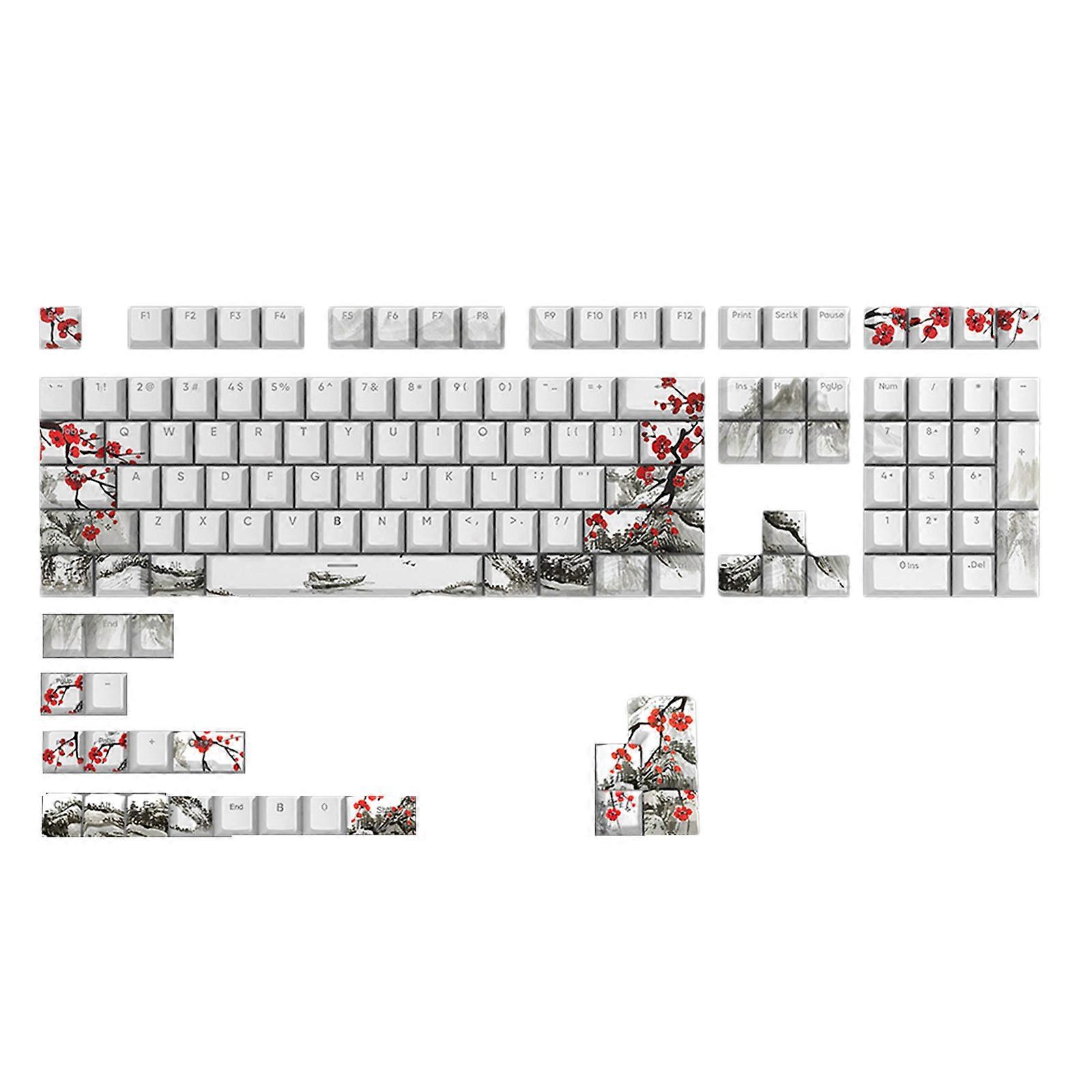 129key CherryProfile PBT DYESUB Πλήκτρα Plum Blossom Ρωσικά Κορεατικά Ιαπωνικά Keycap για παιχνίδια Μηχανικά πληκτρολόγια DIY