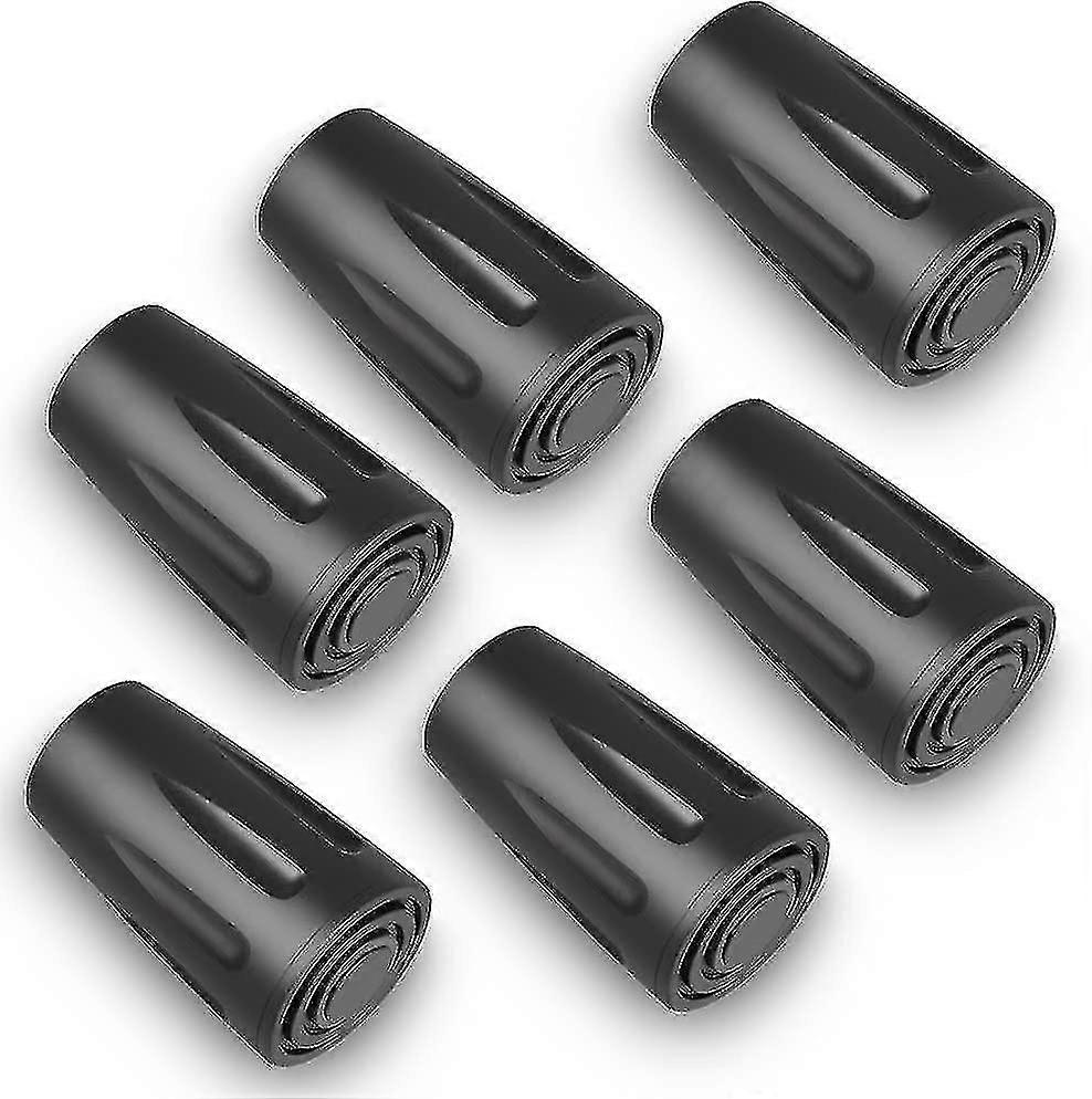 Rubber Tip Replacement for Hiking Poles (6pcs, Black) - Durable End Caps for Trekking & Walking Sticks