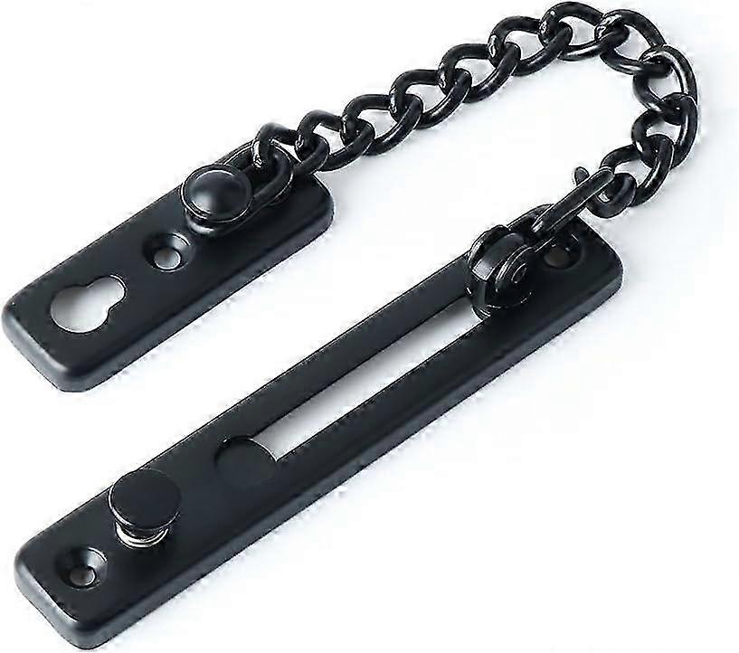 Security Door Chain Lock - Spring Loaded Anti-Theft Limiter for Narrow Doors Stainless Steel Matte Black Finish with Screws EFD