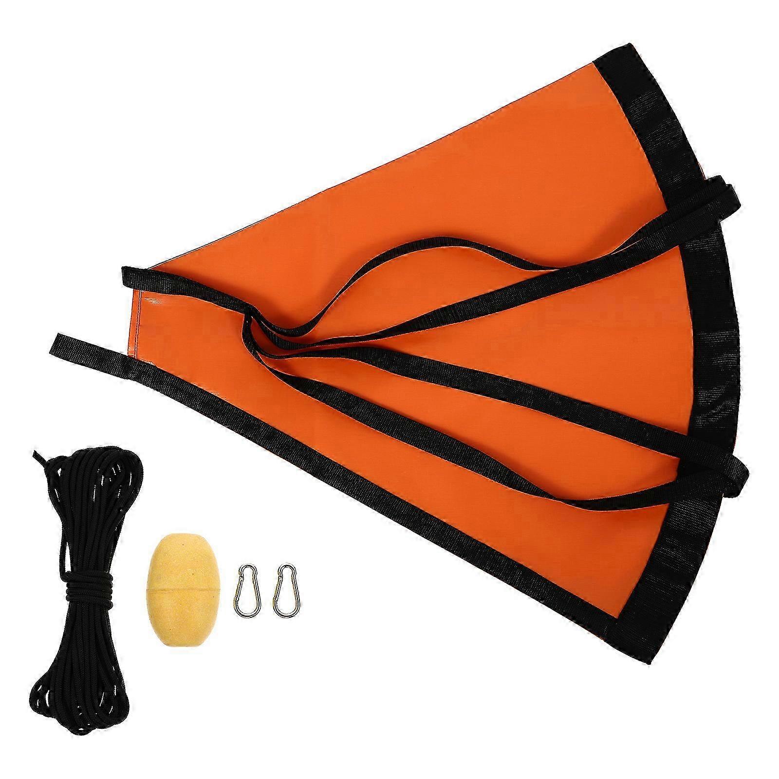 1 Set Trolling Sea Drift Sock Anchor Drogue with Tow Rope Line Buoy Ball 65X60CM Orange