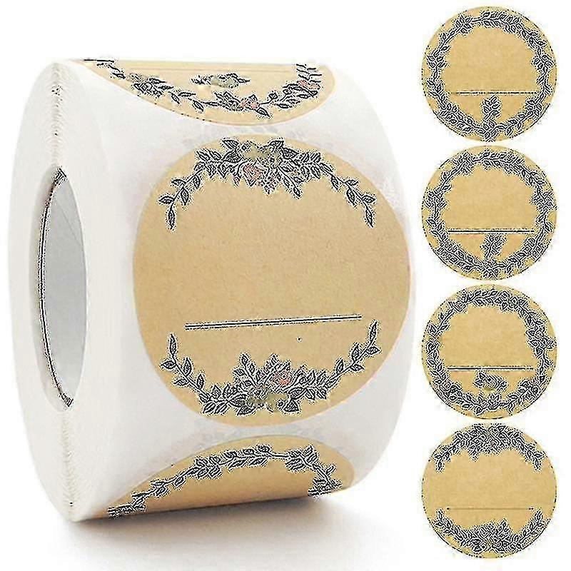 500 ملصقات ورق كرافت ذاتية اللصق 5 سم لبرطمانات المربى والحرف اليدوية وتنظيم المخزن