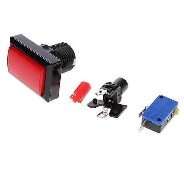 3xRectangle Arcade Machine Game Button with Led Illuminated Push Button -Red