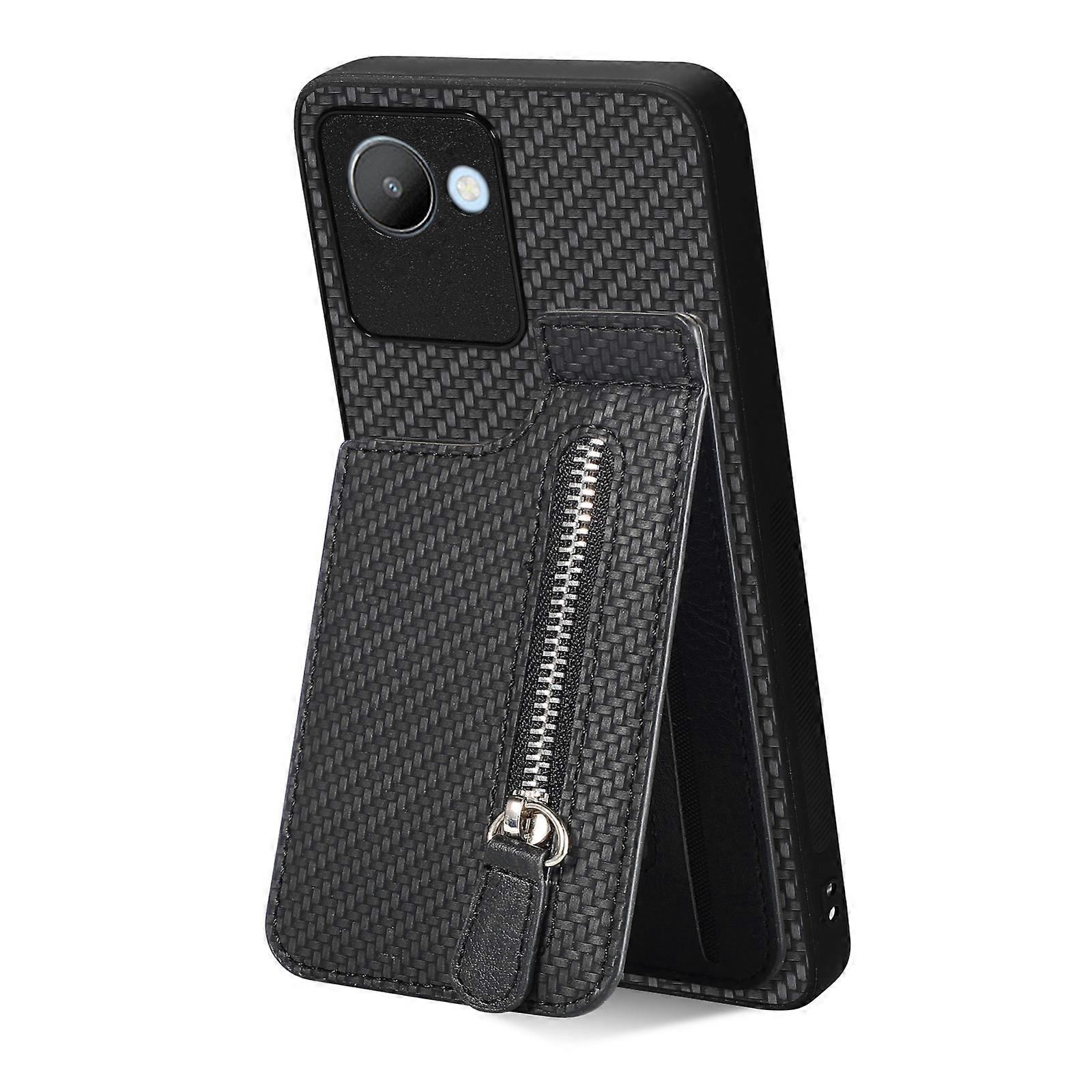 Carbon Fiber Vertical Flip Zipper Phone Case
