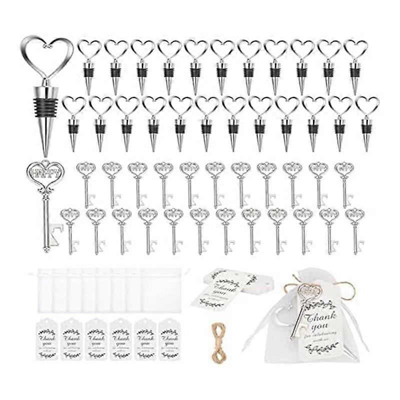 Key Bottle Opener and 24 Pieces Wine Cork Set,Bottle Opener Key Ring
