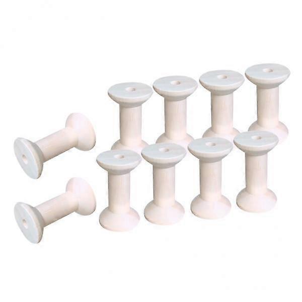 6x 10 Pcs Wooden Empty Thread Spools Reels Spools for Sewing Ribbons 47mm X