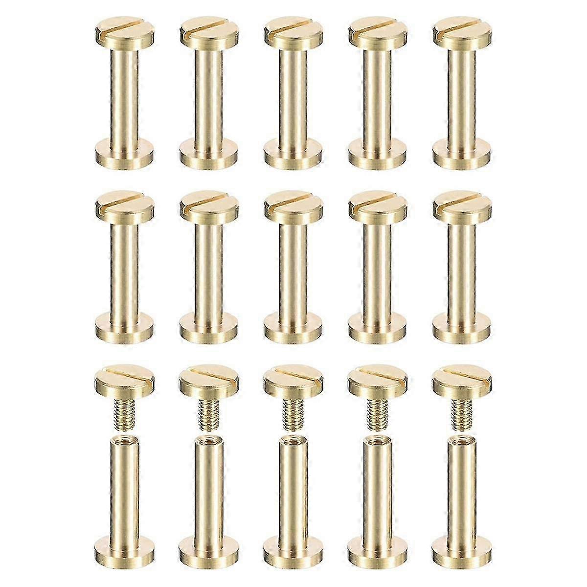 30 件装黄铜芝加哥螺丝，15x8mm 平头螺丝背面绑定柱钉钉铆钉紧固件，用于 DIY