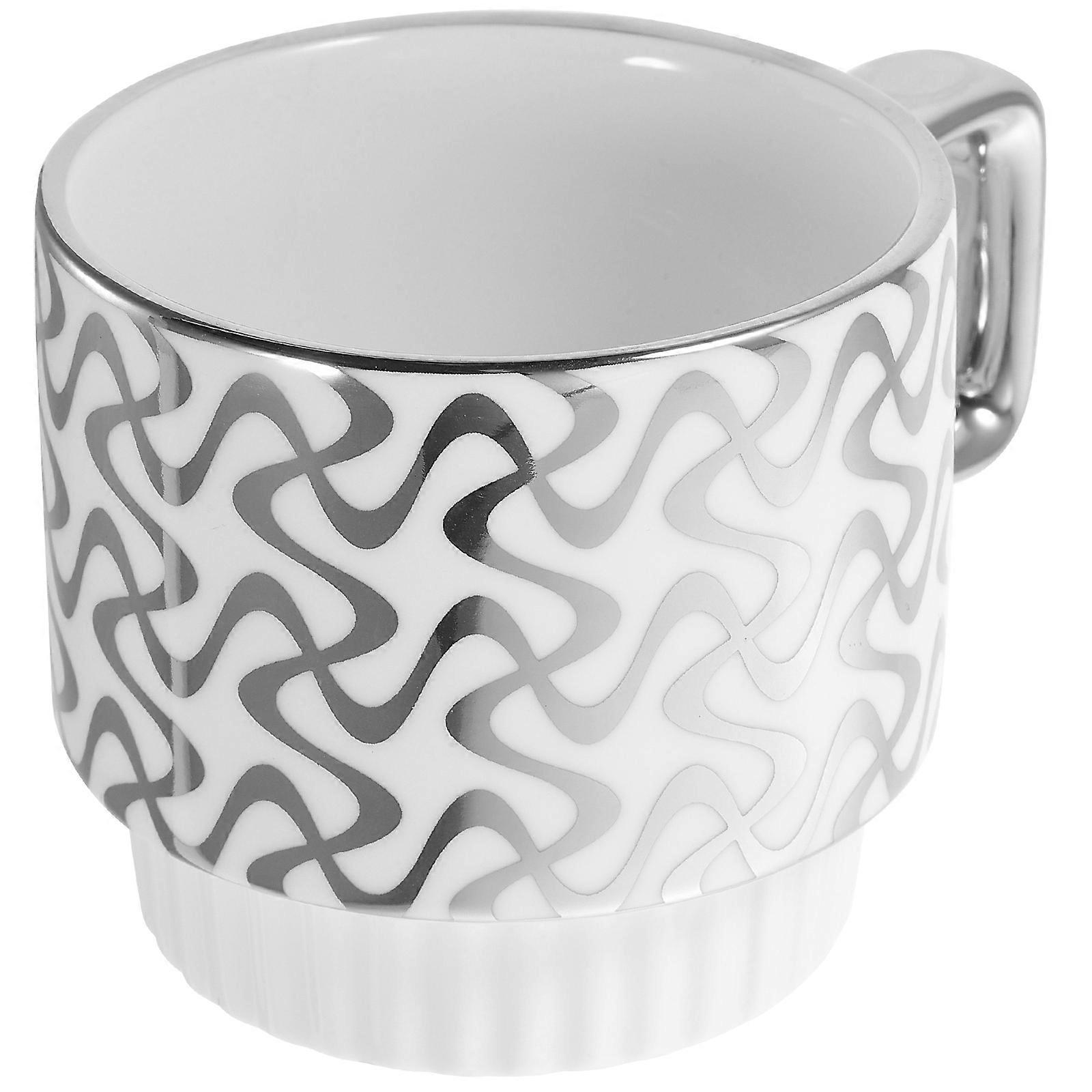 Ceramic Coffee Cup Office Tea Cup Home Use Silver 12.5X9.2CM 350ml Drinking Water 1Pack