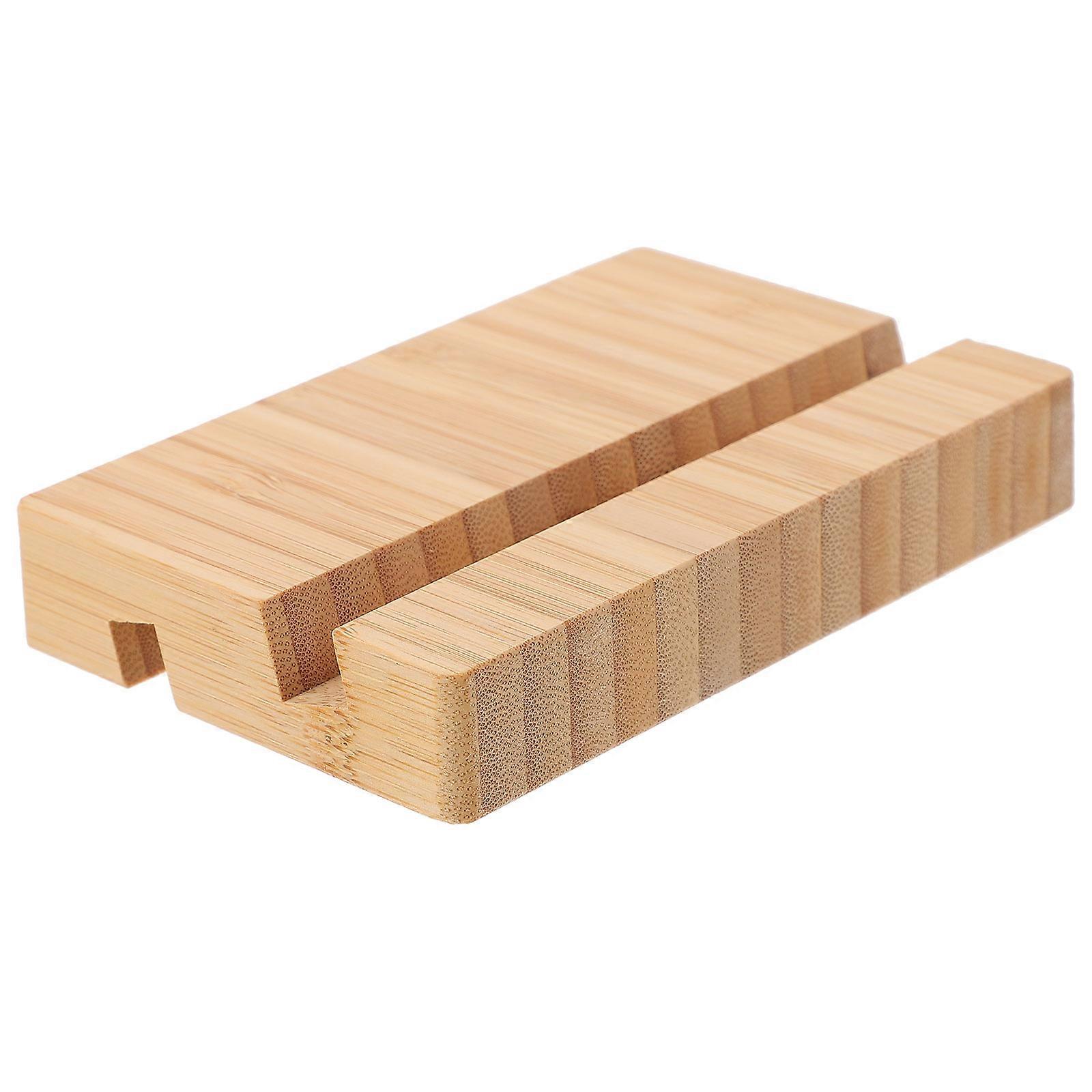 Desk Cell Phone Holder Desktop Use Touch Screen Easily Simple Design 13X8CM Wood Color 1Pcs