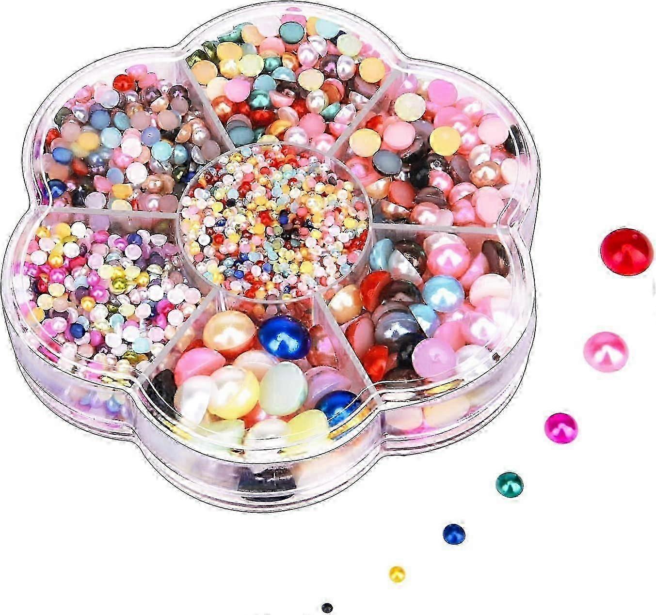 Multicolored Half Artificial Pearl Bead Flat Back Plastic Beads