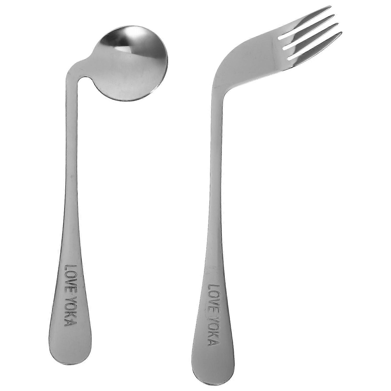 Adaptive Utensil Metal Fork Angled Design Disabled Persons Bedridden Care 1Set
