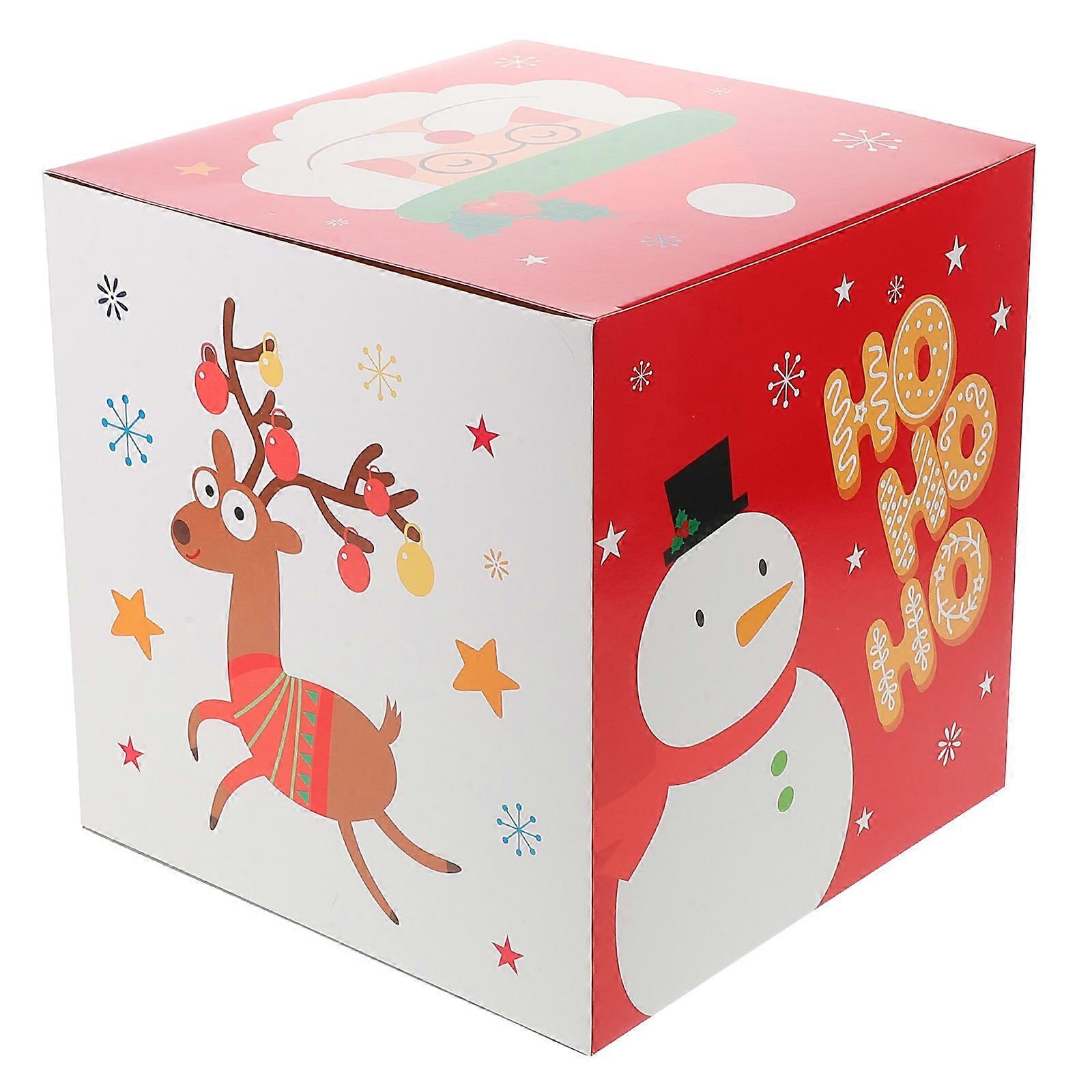Christmas Candy Box Present Giving Case Cube Paper For Holiday Decor Item Storage Elegant Design 25.00X25.00X25.00CM 1Pcs