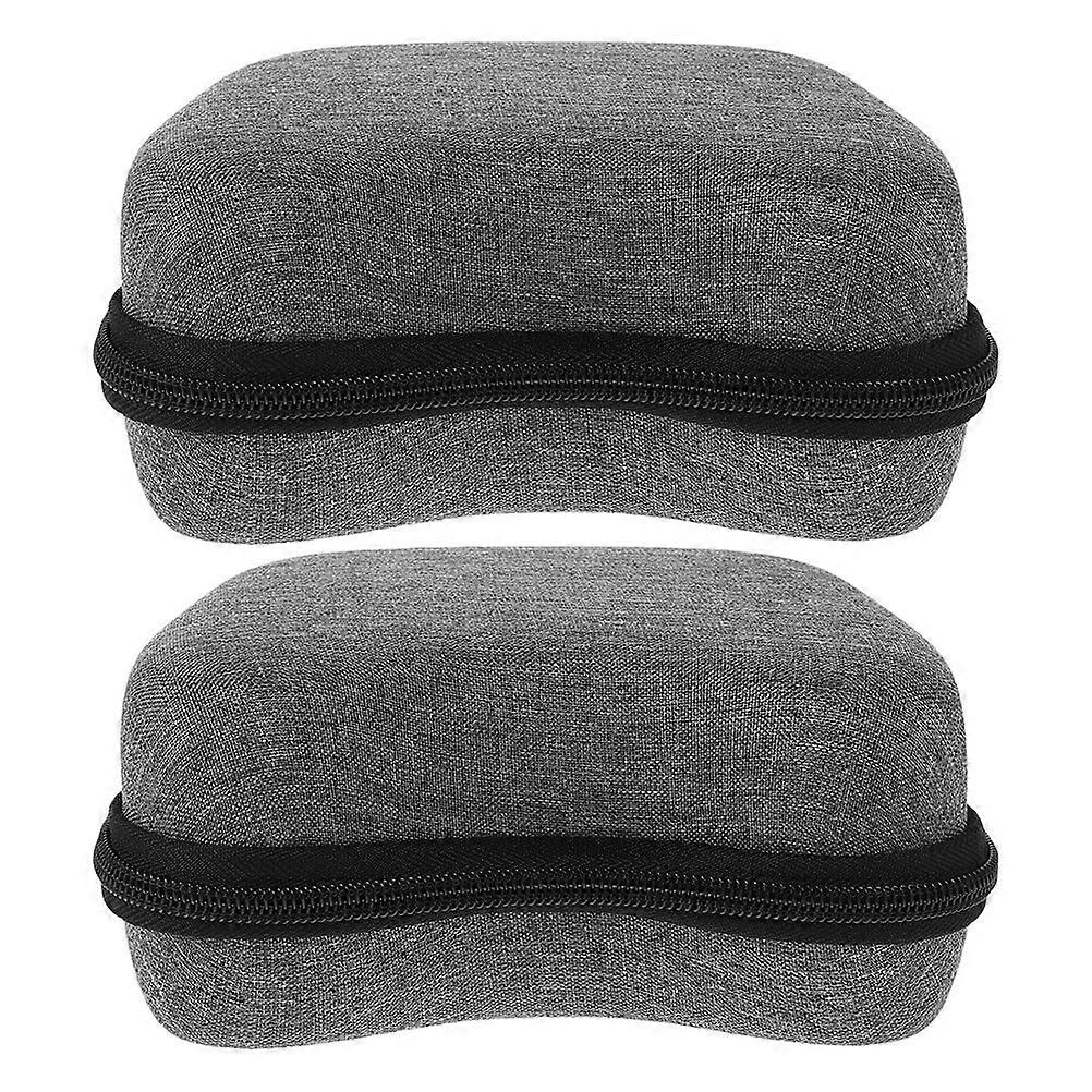 Travel Carrying Case Bag For Gamepad Storage Grey Rectangular Elastic Fabric Carrying 2Pcs