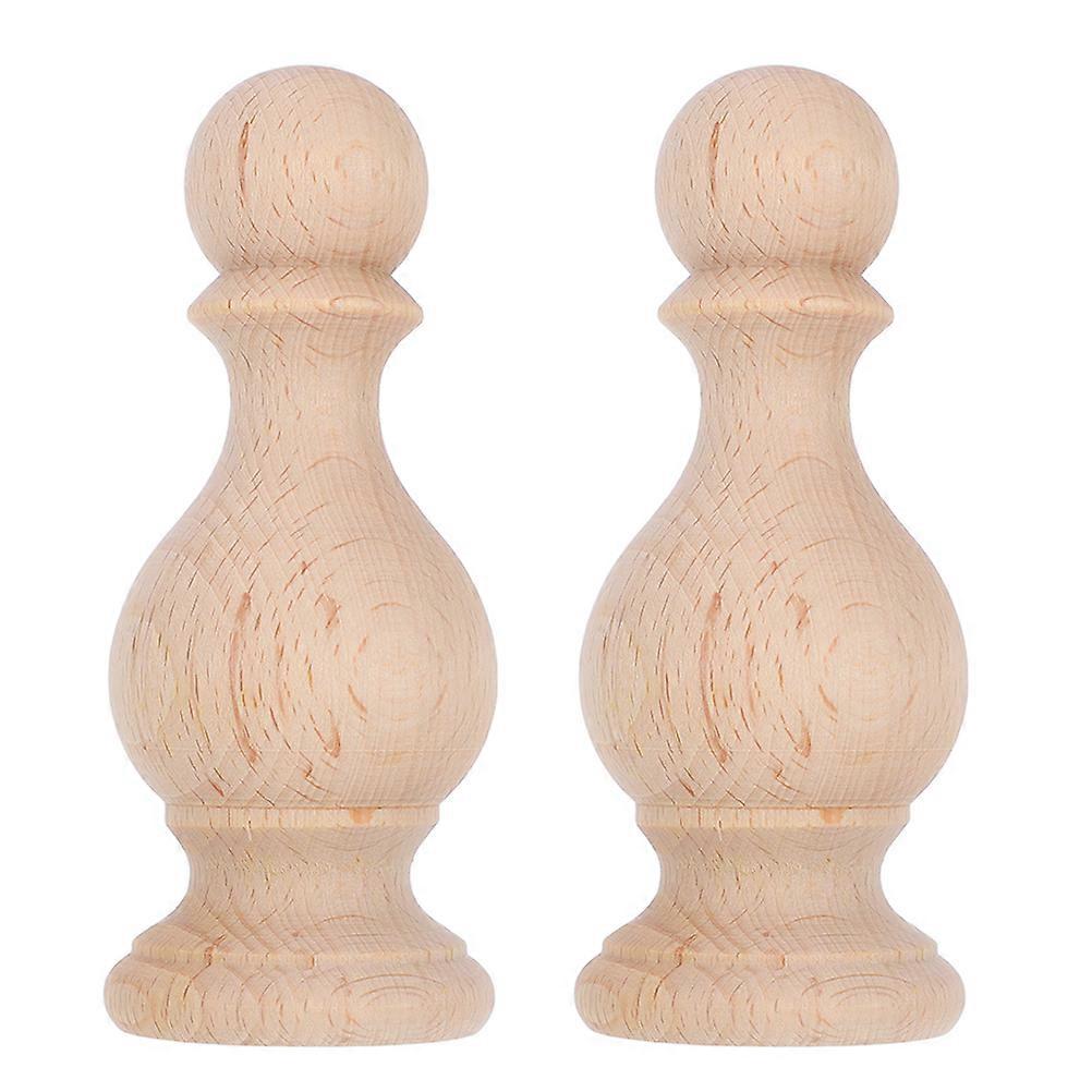 Home Use Wood Finials Unfinished Finials For Diy Elegant Style Beige Color 2Pcs