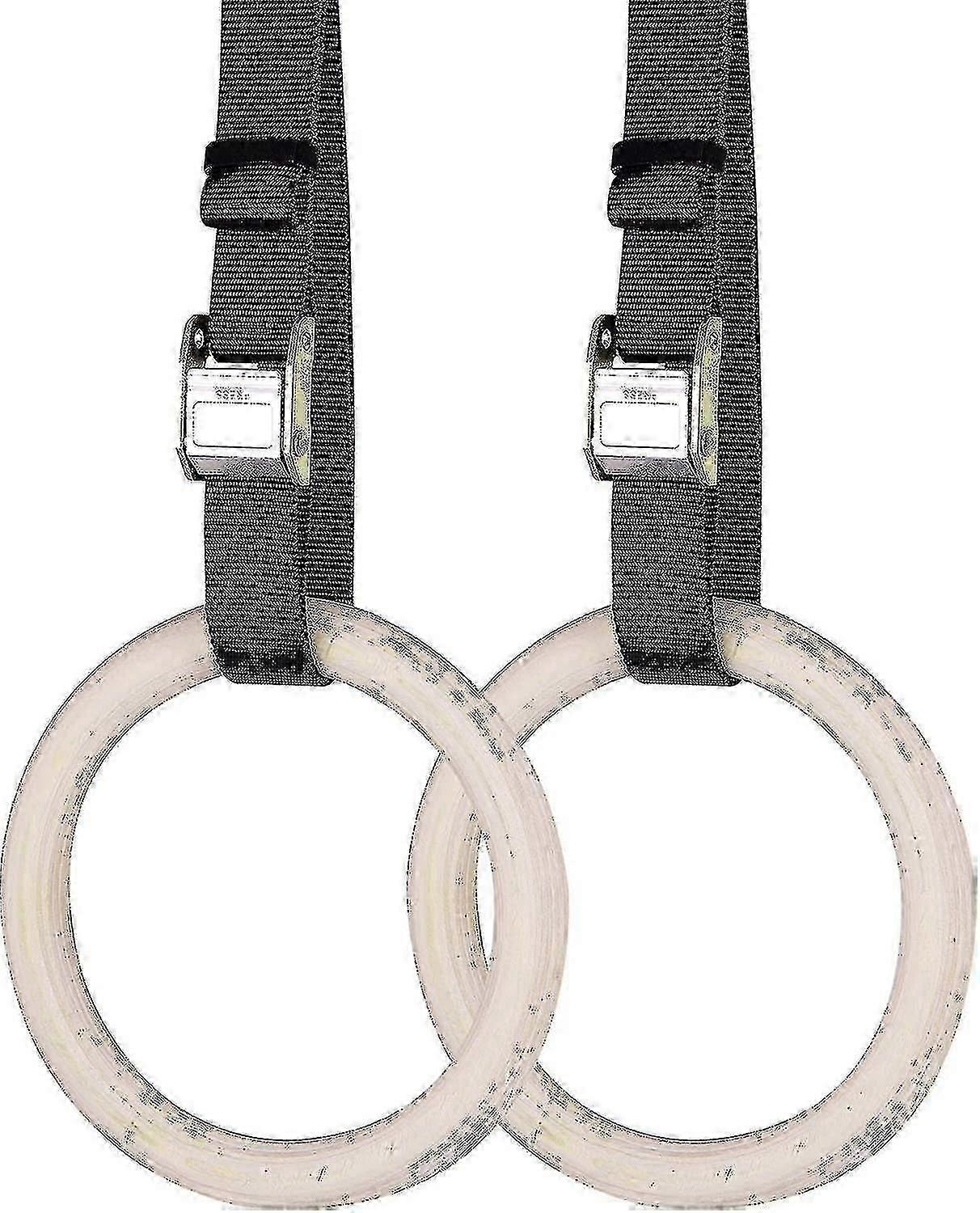 ホームジム、CrossFit、筋力トレーニング用の2-6mサスペンションストラップ付きの調整可能な木製体操リング