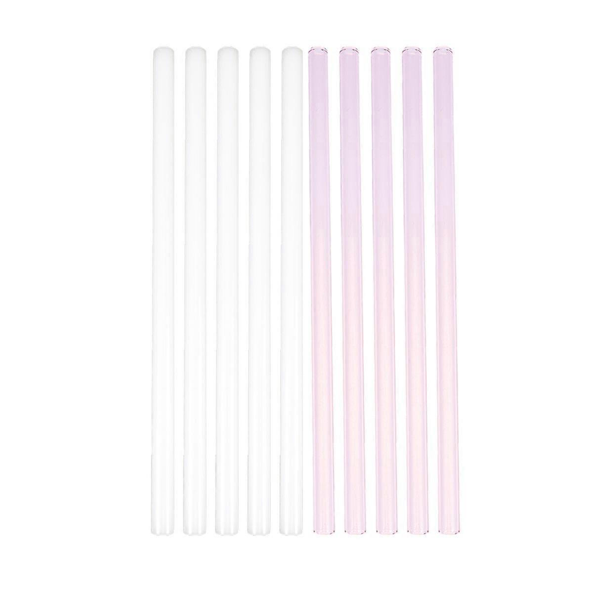 Reusable Drinking Straws Glass Straws Eco-Conscious Users Heat Resistant High Temperature Resistance 18X0.8 Cm Straight Pink 10Pcs