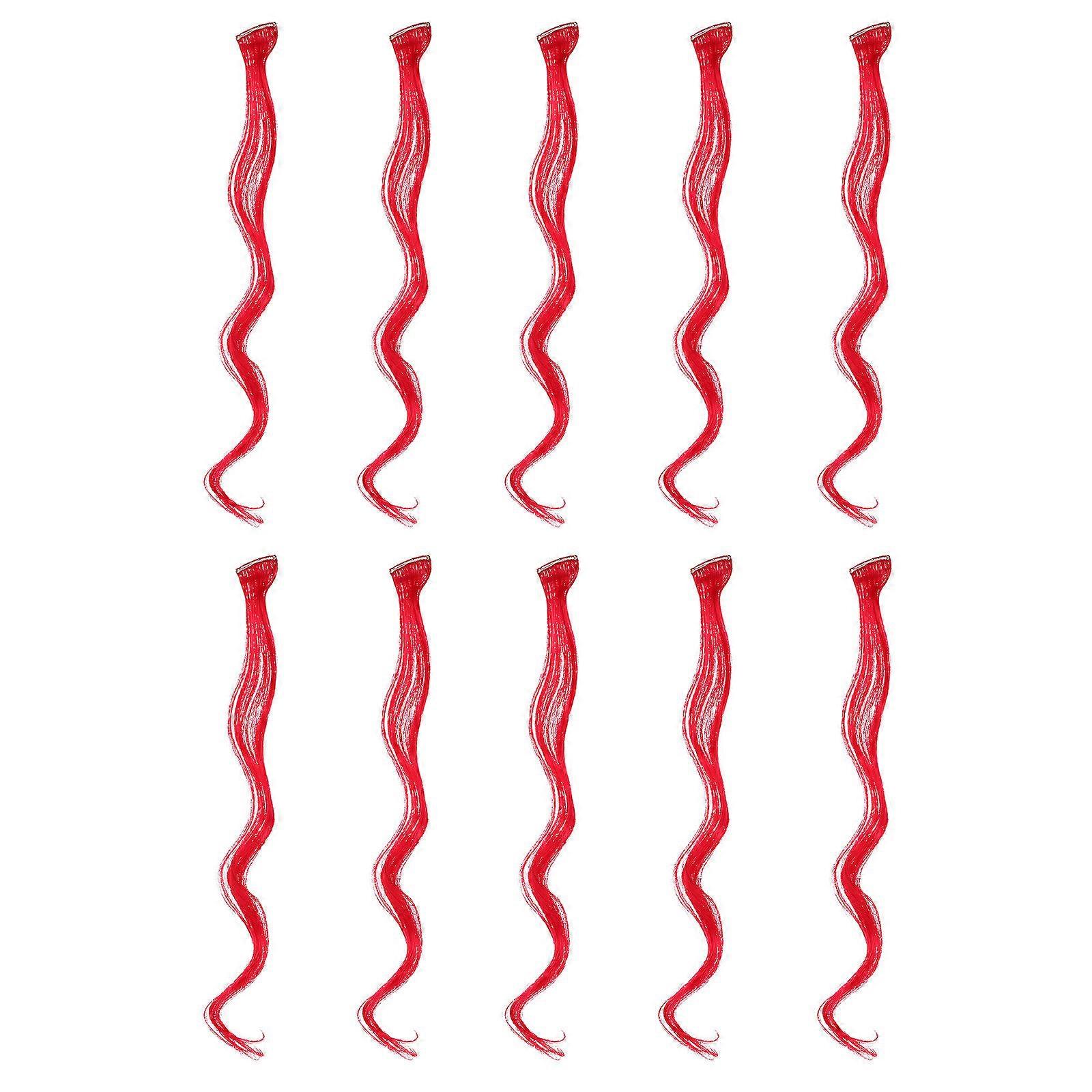 10PCS Long Curly Bright Colored Hair Extensions Heat Resistant, Comfortable, Reusable for Daily Wear, Parties, and Festivals