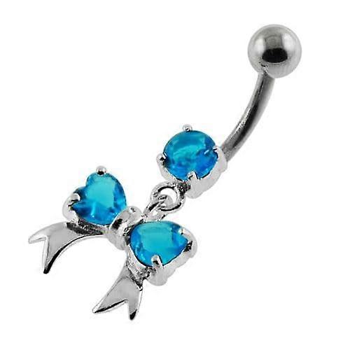 Twin Heart Bow Tie  Belly Button Ring